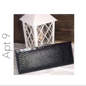 clutch wallet black & silver with chain